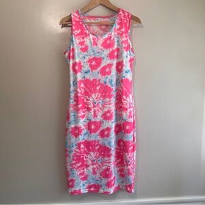 Sleeveless Pink/Blue Tie-Dye Tank Dress Spring/Summer Stretchy M (18” ptp) EUC